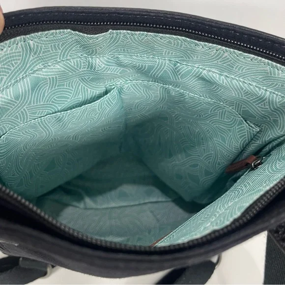 The Sak Black Crossbody Backpack Bag Purse Leather Black Convertible Studded - Picture 9 of 13